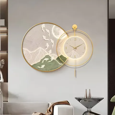 挂钟组合 单幅 装饰画 现代简约 餐厅背景墙挂画 挂钟
