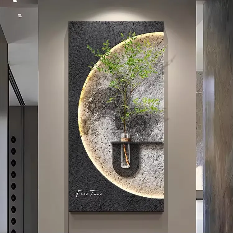 繁花 单幅 装饰画 现代简约 客厅背景墙挂画 LED带灯画