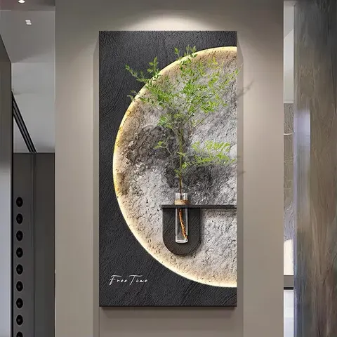 繁花 单幅 装饰画 现代简约 客厅背景墙挂画 LED带灯画
