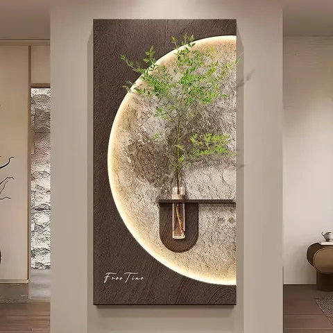 繁花 单幅 装饰画 现代简约 客厅背景墙挂画 LED带灯画