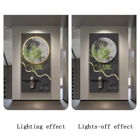 繁花 单幅 装饰画 现代简约 客厅背景墙挂画 LED带灯画