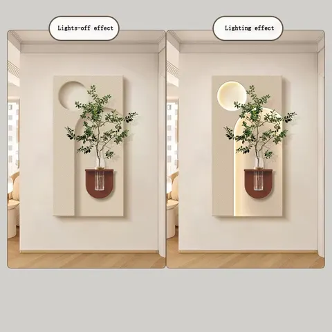 植物 单幅 装饰画 现代简约 客厅背景墙挂画 LED带灯画