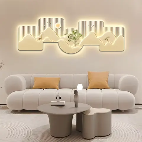 抽象 单幅 装饰画 现代简约 客厅背景墙挂画 LED带灯画
