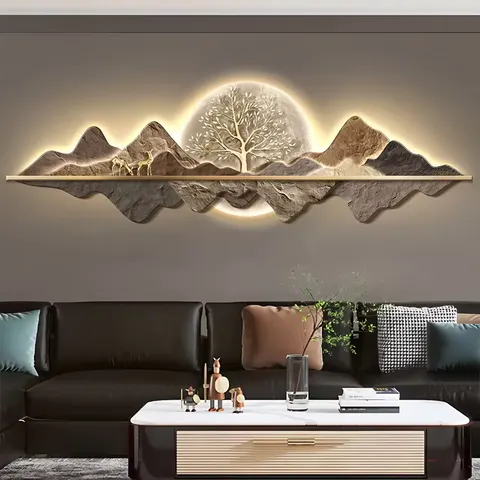 植物 单幅 装饰画 现代简约 客厅背景墙挂画 LED带灯画