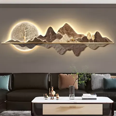 植物 单幅 装饰画 现代简约 客厅背景墙挂画 LED带灯画