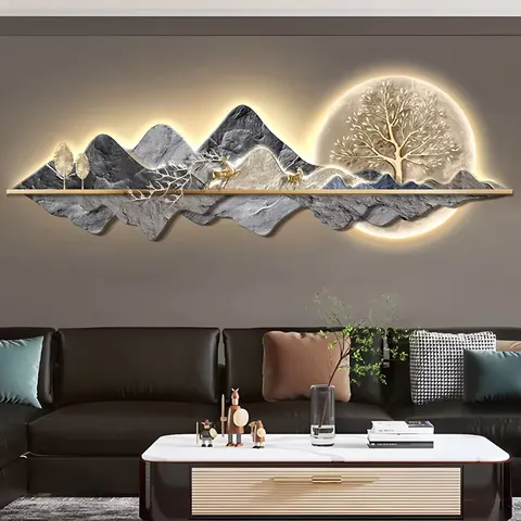 植物 单幅 装饰画 现代简约 客厅背景墙挂画 LED带灯画