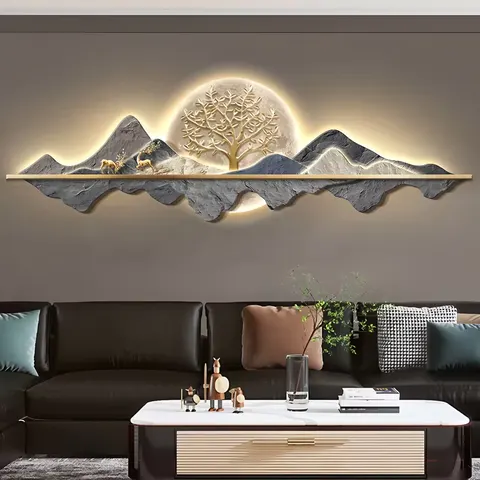 植物 单幅 装饰画 现代简约 客厅背景墙挂画 LED带灯画
