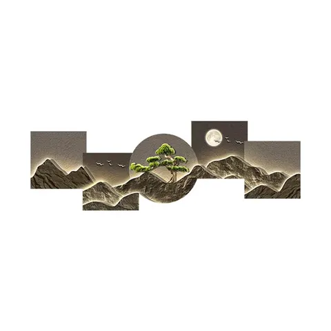 山水 单幅 装饰画 现代简约 客厅背景墙挂画 LED带灯画