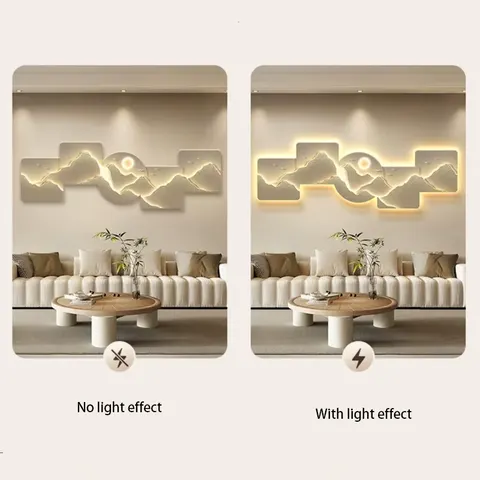 城市 单幅 装饰画 现代简约 客厅背景墙挂画 LED带灯画