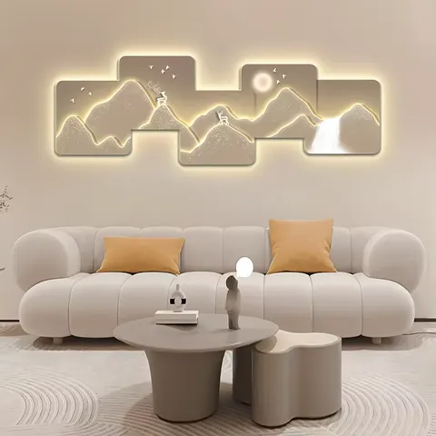 城市 单幅 装饰画 现代简约 客厅背景墙挂画 LED带灯画