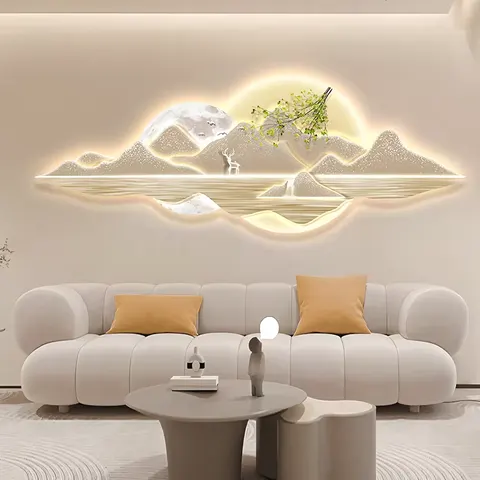 抽象 单幅 装饰画 现代简约 客厅背景墙挂画 LED带灯画
