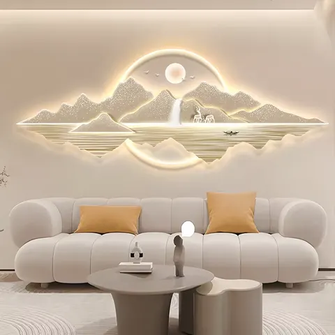 抽象 单幅 装饰画 现代简约 客厅背景墙挂画 LED带灯画