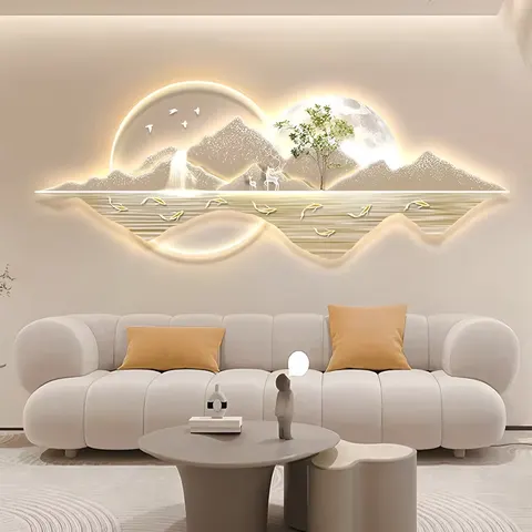 抽象 单幅 装饰画 现代简约 客厅背景墙挂画 LED带灯画