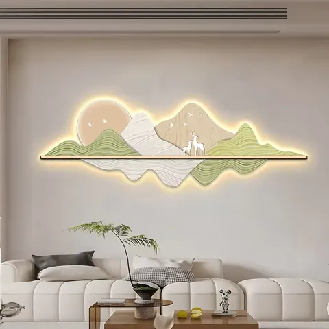 抽象 单幅 装饰画 现代简约 客厅背景墙挂画 LED带灯画