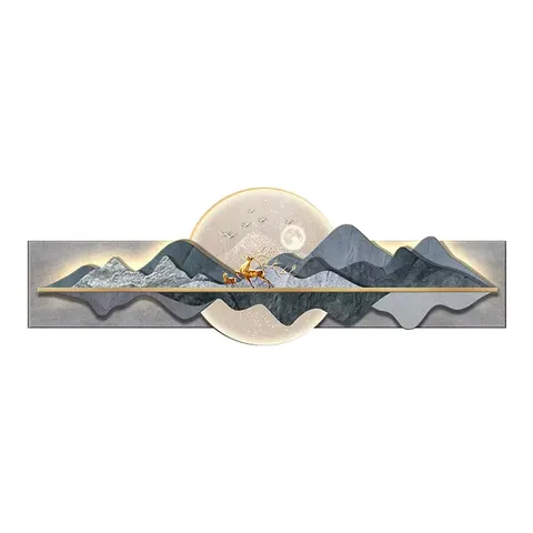 抽象 单幅 装饰画 轻奢风 客厅背景墙挂画 LED带灯画