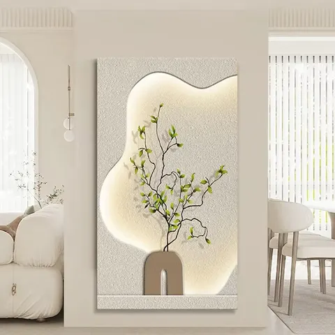 植物 单幅 装饰画 现代简约 客厅背景墙挂画 LED带灯画