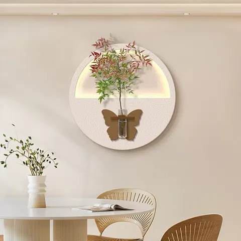 植物 单幅 装饰画 奶油风 玄关背景墙挂画 LED带灯画