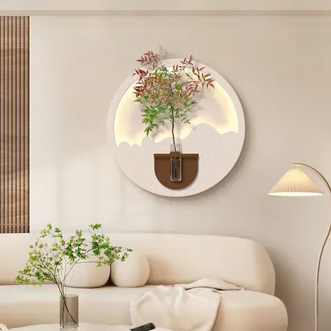 植物 单幅 装饰画 奶油风 玄关背景墙挂画 LED带灯画