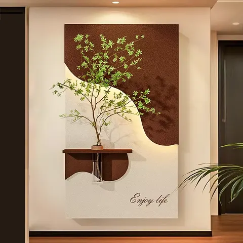 植物 单幅 装饰画 现代简约 玄关背景墙挂画 LED带灯画