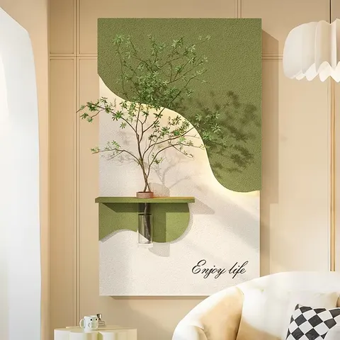 植物 单幅 装饰画 现代简约 玄关背景墙挂画 LED带灯画
