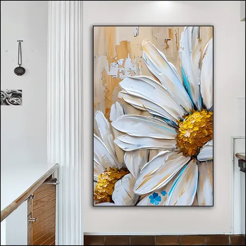 繁花 单幅 装饰画 现代简约 玄关背景墙挂画 手绘油画