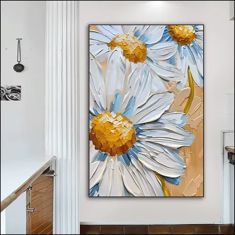 繁花 单幅 装饰画 现代简约 玄关背景墙挂画 手绘油画