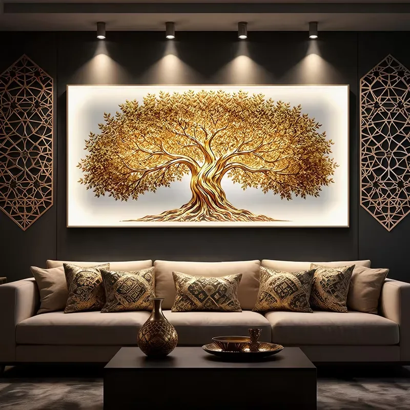 植物 单幅 装饰画 现代简约 客厅背景墙挂画 LED带灯画