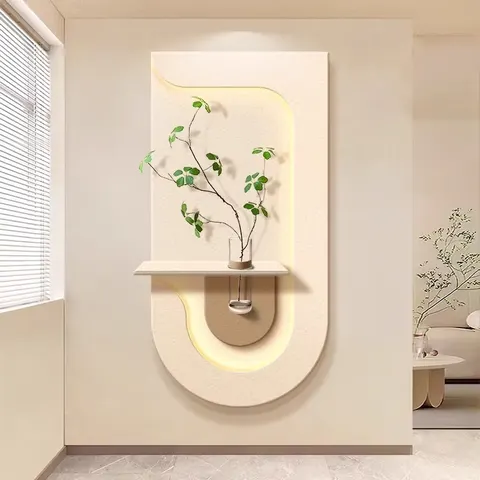 植物 单幅 装饰画 奶油风 玄关背景墙挂画 LED带灯画