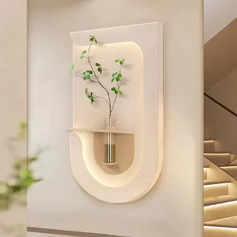 植物 单幅 装饰画 奶油风 玄关背景墙挂画 LED带灯画
