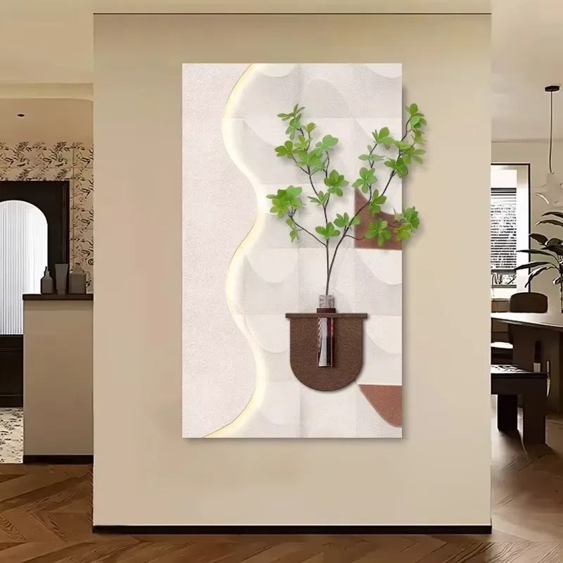 植物 单幅 装饰画 奶油风 玄关背景墙挂画 LED带灯画