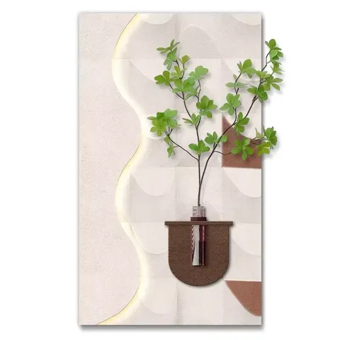 植物 单幅 装饰画 奶油风 玄关背景墙挂画 LED带灯画