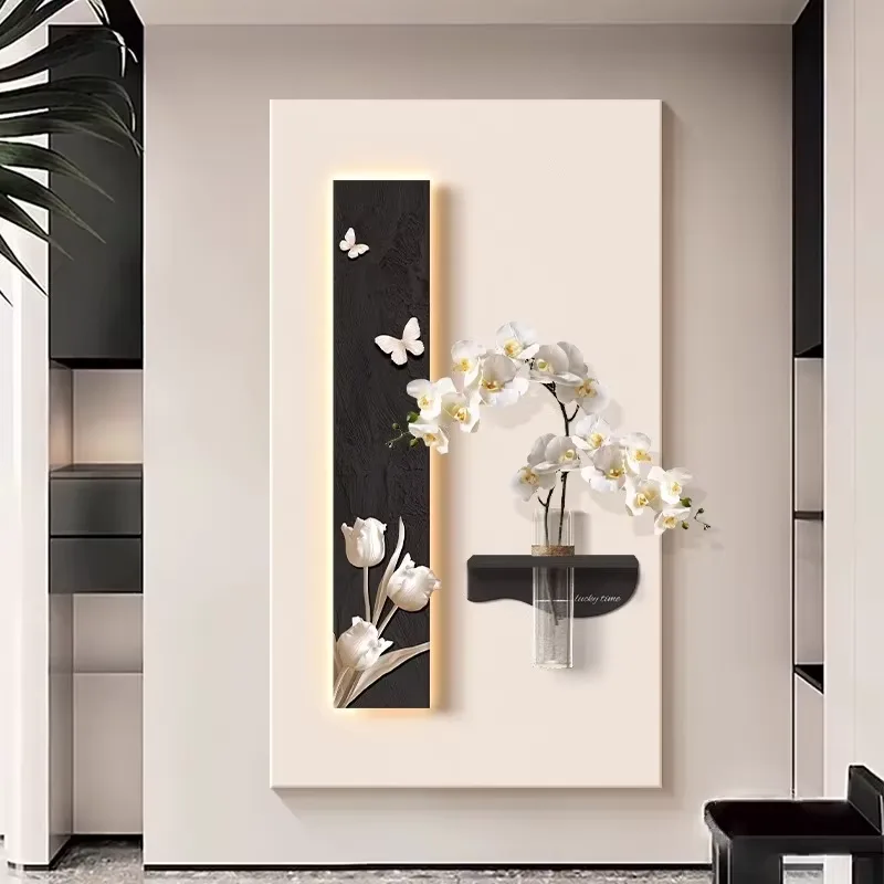 植物 单幅 装饰画 现代简约 玄关背景墙挂画 LED带灯画