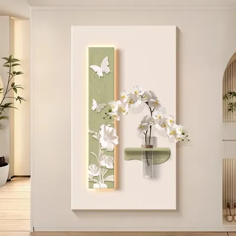 植物 单幅 装饰画 现代简约 玄关背景墙挂画 LED带灯画