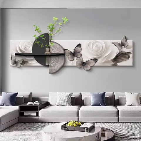 植物 单幅 装饰画 现代简约 客厅背景墙挂画 LED带灯画