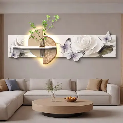 植物 单幅 装饰画 现代简约 客厅背景墙挂画 LED带灯画