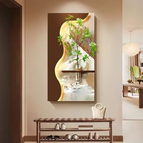 植物 单幅 装饰画 现代简约 玄关背景墙挂画 LED带灯画