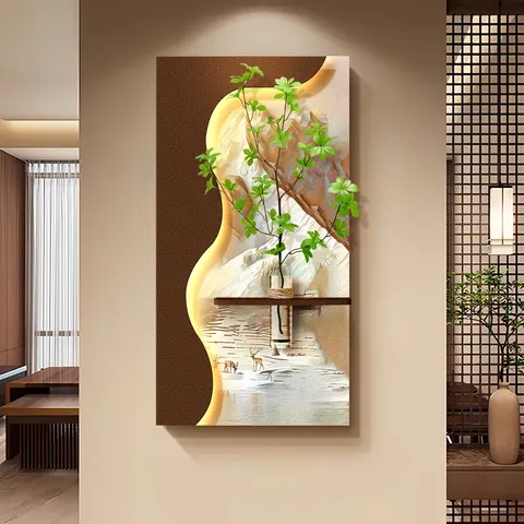 植物 单幅 装饰画 现代简约 玄关背景墙挂画 LED带灯画