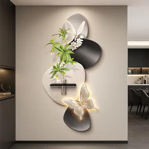 植物 单幅 装饰画 现代简约 玄关背景墙挂画 LED带灯画