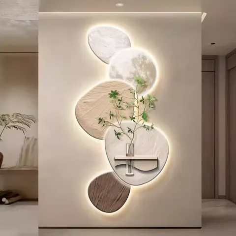 植物 单幅 装饰画 现代简约 餐厅背景墙挂画 LED带灯画