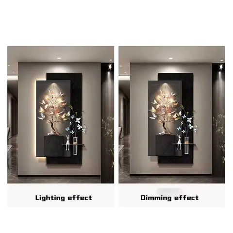 植物 单幅 装饰画 现代简约 玄关背景墙挂画 LED带灯画