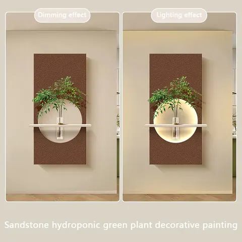 植物 单幅 装饰画 奶油风 玄关背景墙挂画 LED带灯画