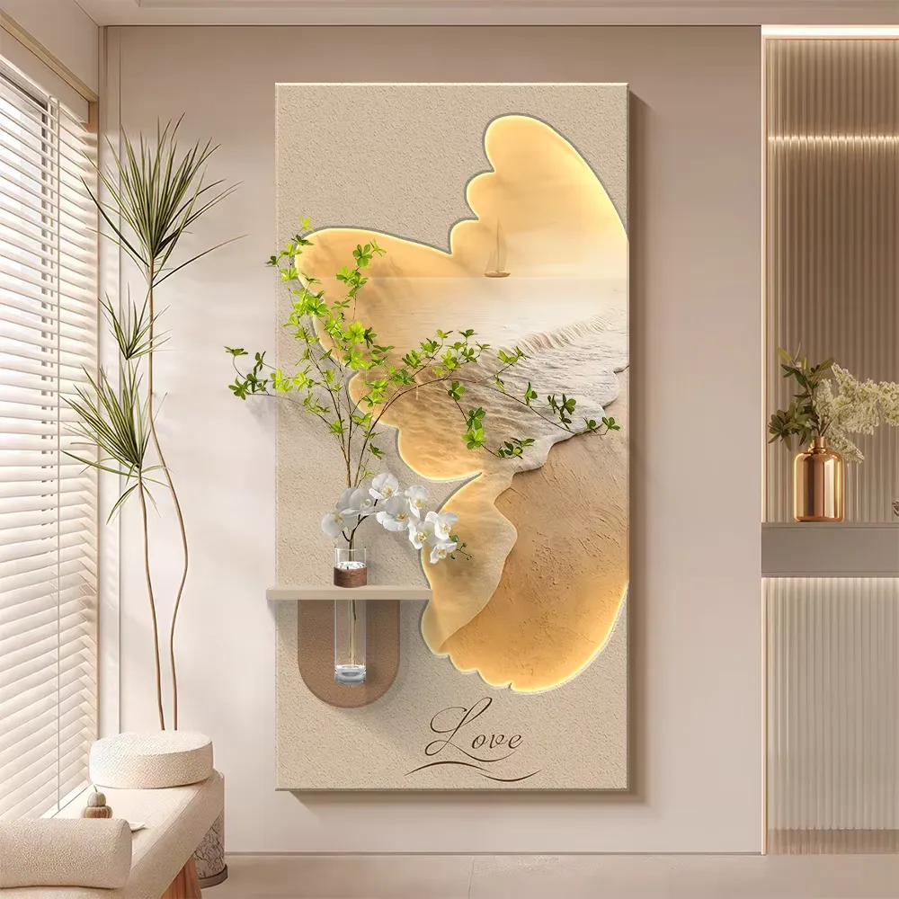 植物 单幅 装饰画 现代简约 玄关背景墙挂画 LED带灯画