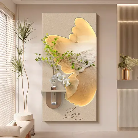 植物 单幅 装饰画 现代简约 玄关背景墙挂画 LED带灯画