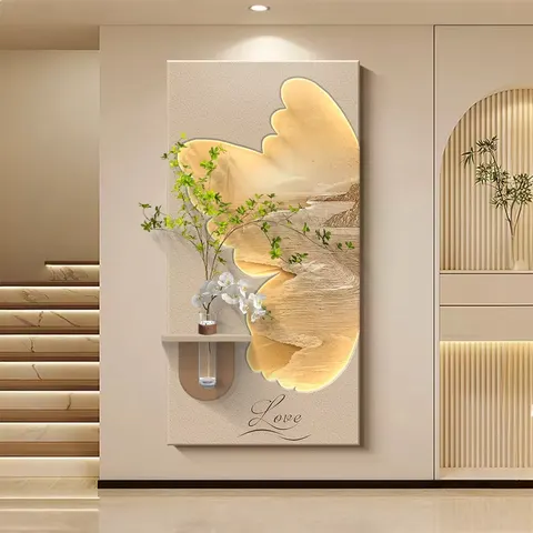 植物 单幅 装饰画 现代简约 玄关背景墙挂画 LED带灯画