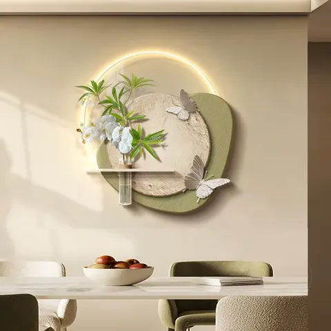 植物 单幅 装饰画 现代简约 餐厅背景墙挂画 LED带灯画