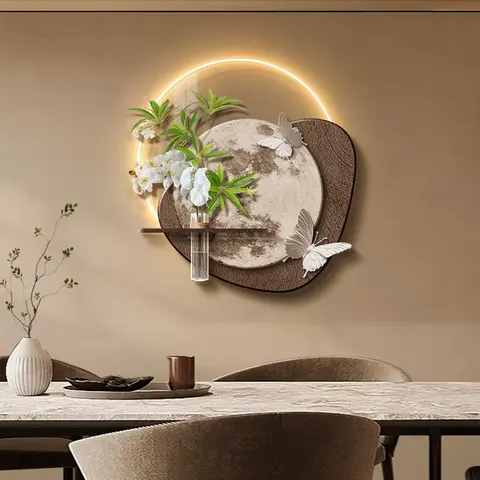 植物 单幅 装饰画 现代简约 餐厅背景墙挂画 LED带灯画