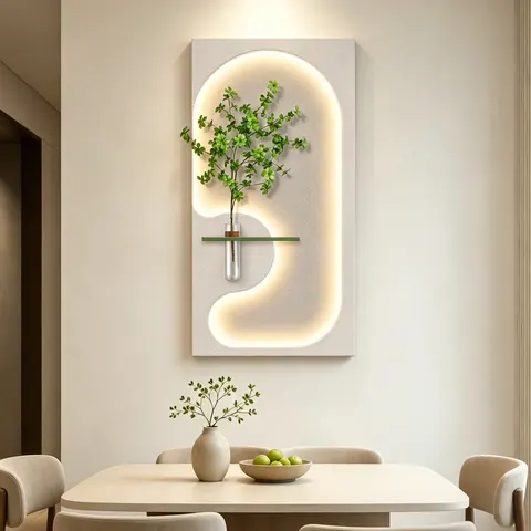 植物 单幅 装饰画 现代简约 客厅背景墙挂画 LED带灯画