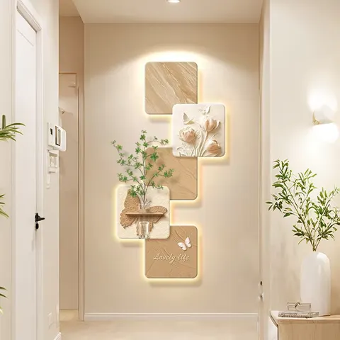 植物 单幅 装饰画 现代简约 玄关背景墙挂画 LED带灯画