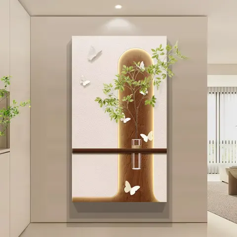 植物 单幅 装饰画 现代简约 玄关背景墙挂画 LED带灯画