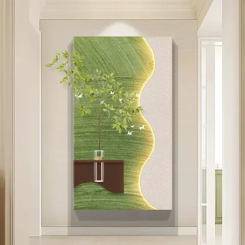植物 单幅 装饰画 现代简约 玄关背景墙挂画 LED带灯画